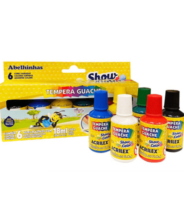 Tinta Guache 6 Cores com Pincel